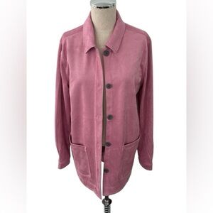 Pink Faux Suede Makenna Shacket by Peach